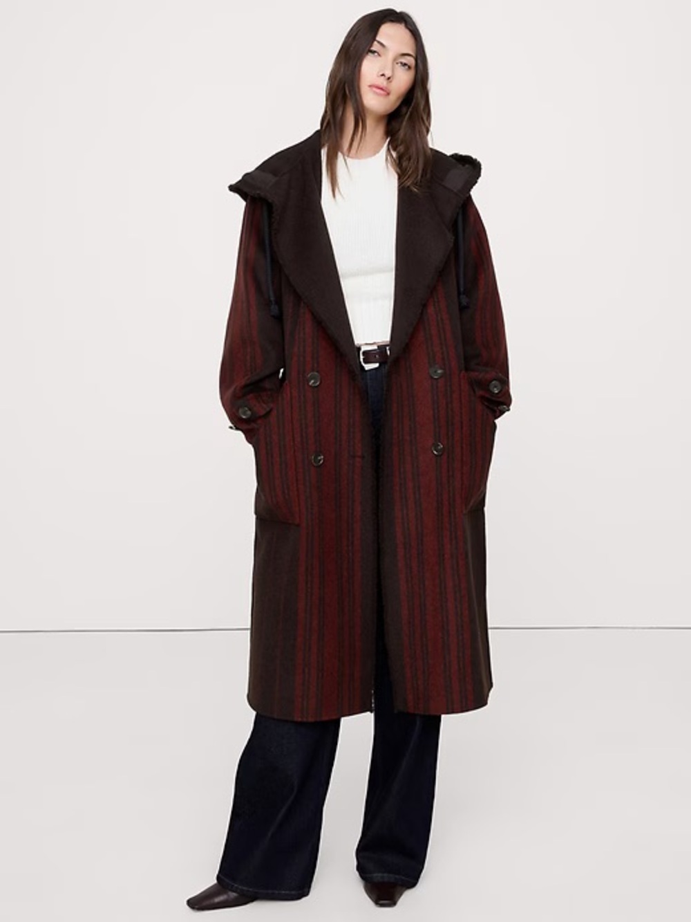 BANANA REPUBLIC DOUBLE-FACED WOOL-BLEND PARKA COAT